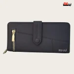 کیف پول زنانه زیپ نما رنگ دودی مناسب مهمانی‌های رسمی