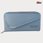کیف پول زنانه لب کج زنگ آبی نیلی از با دوخت مرتب و طراحی خاص