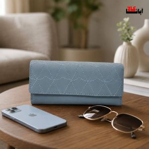 کیف پول زنانه تک لب بزرگ گلدوزی پرده ای کد 20540