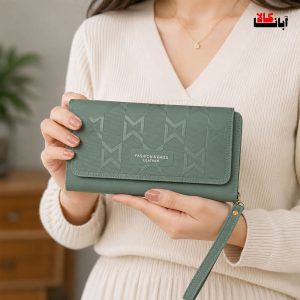 کیف پول زنانه سرخونه لیزری رنگ سبز دریایی