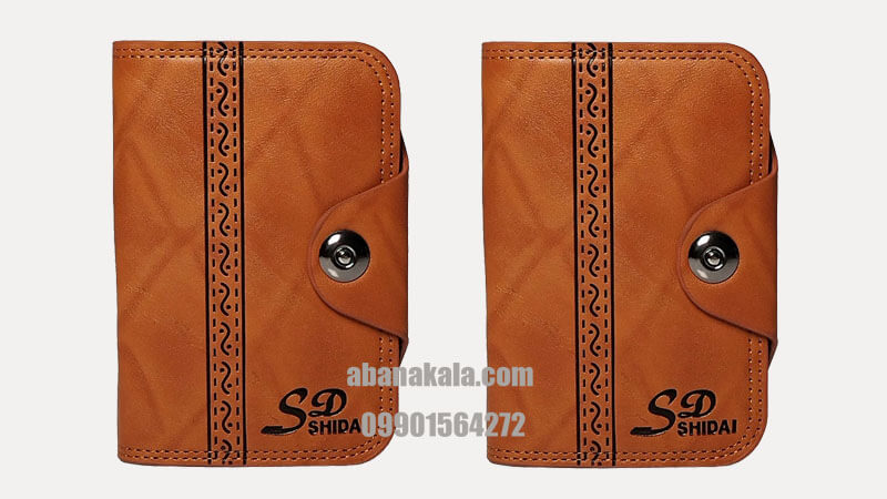 کیف پول جاکارتی وارداتی مردانه عسلی با طراحی شیک و جای کارت های متعدد